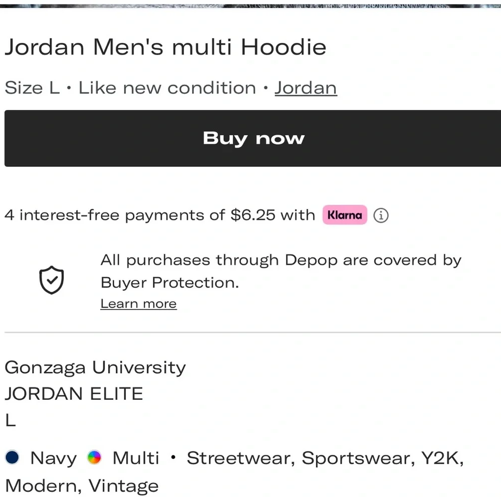 Jordan Elite Georgetown Hoyas Hoodie Navy Blue Men’s Large Basketball Pullover